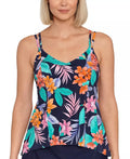 Swim Solutions HAVANA NIGHTS Princess-Seam Tankini Swim Top, US 18