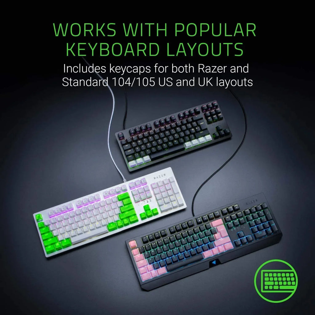 Doubleshot PBT Keycap Upgrade Set for Mechanical & Optical Keyboards: suitable with Standard 104/105 US and UK layouts - Classic Black