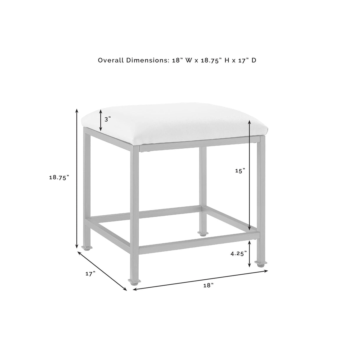 Crosley Furniture Aimee 3-Piece Makeup Vanity Desk Set with Stool and Storage Shelves