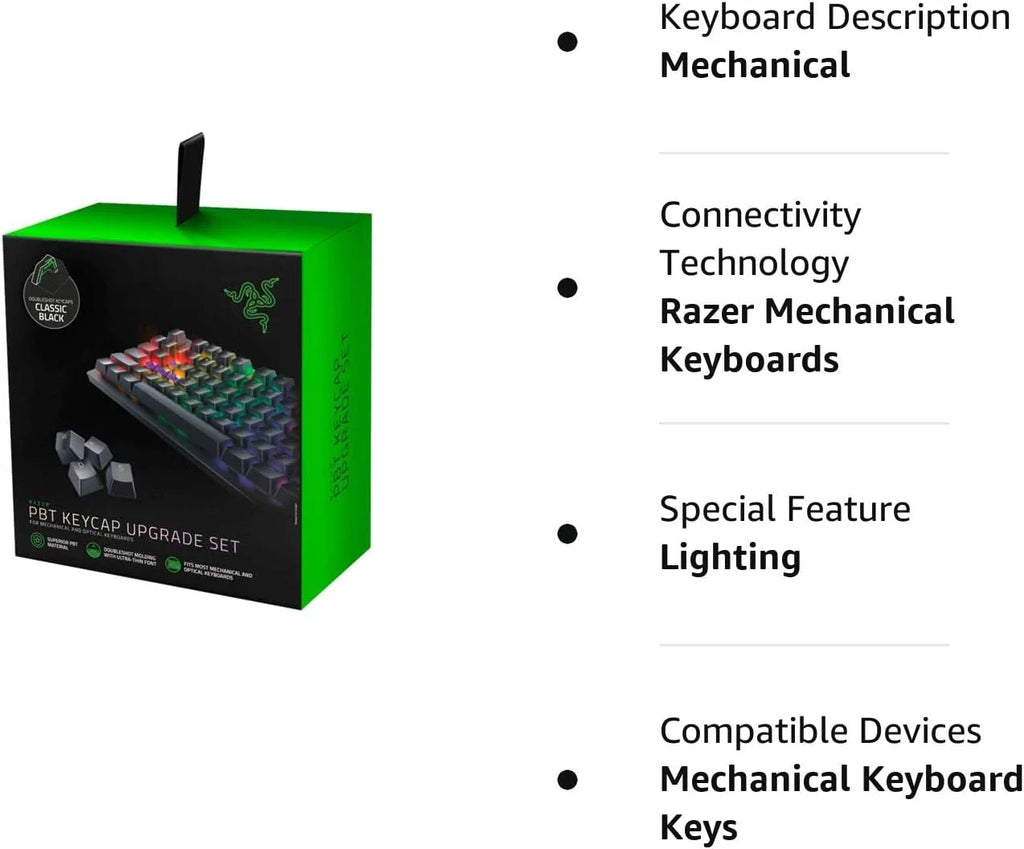 Doubleshot PBT Keycap Upgrade Set for Mechanical & Optical Keyboards: suitable with Standard 104/105 US and UK layouts - Classic Black