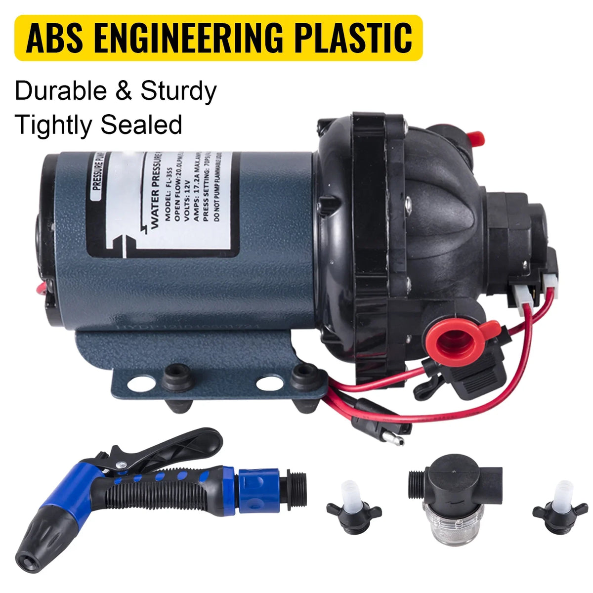 BENTISM RV aqua Pump 5.3 GPM 5.5 Gallons Per Minute 12V moisture Pump Automatic 70 PSI Diaphragm Pump with 25 Foot Coiled Hose Washdown Pumps for Boats Caravan Rv Marine Yacht