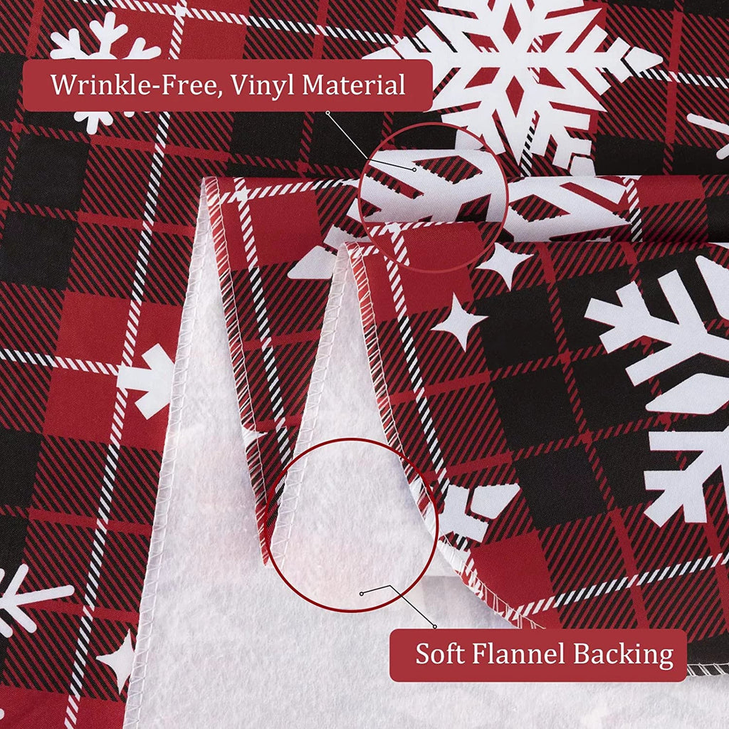 UMINEUX Christmas Tablecloth with Flannel Backing, Waterproof Wipeable Vinyl Rectangle Table wrap for Xmas Parties/Wedding/Holiday/Decoration Use - Heavy Duty Table wrap(60x102 Inch, Snowflake)