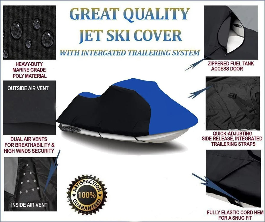 BLACK / BLUE HEAVY-DUTY, TOP OF THE LINE wrap appropriate for Sea Doo Sea-Doo GTI 1997 1998 1999 2000 Jet Ski Trailerable wrap
