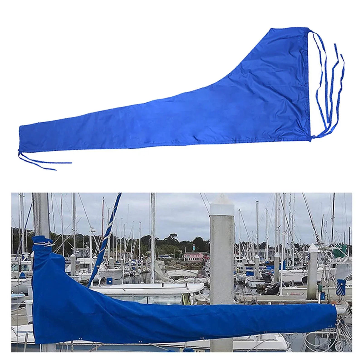 600D Mainsail protector, craft protector, Dustproof protector Sail shield Snow wrap Adjustable Strap Thickened Oxford Cloth Blue , 12 FT 11 to 12 FT