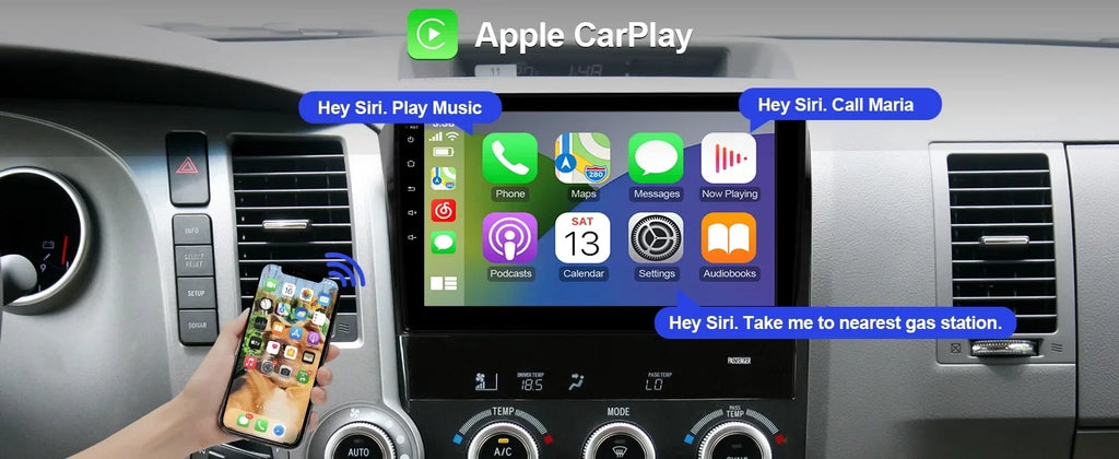 2+32G 10.1 inches Android 10 Double Din Car Stereo for  Tundra 2007-2013 & Sequoia 2008-2018 IPS Touchscreen Screen Car Radio with Carplay & Android Auto Support Backup Camera GPS Navi FM BT
