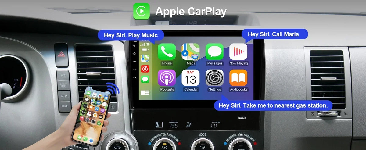 2+32G 10.1 inches Android 10 Double Din Car Stereo for  Tundra 2007-2013 & Sequoia 2008-2018 IPS Touchscreen Screen Car Radio with Carplay & Android Auto Support Backup Camera GPS Navi FM BT