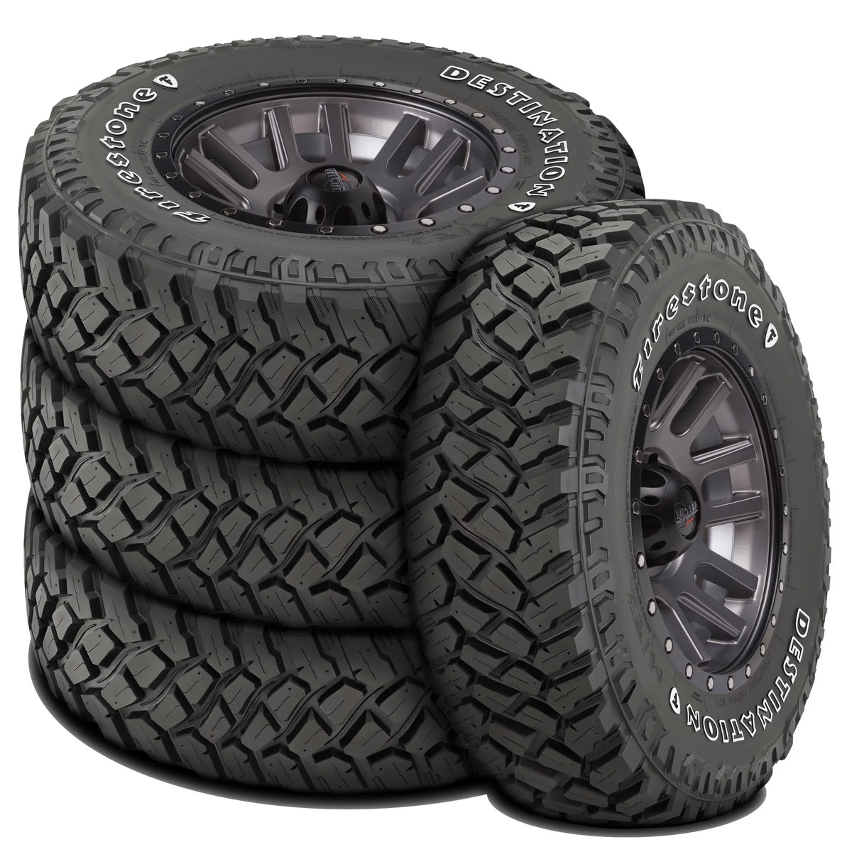 Set of 4 (FOUR) Firestone Destination M/T2 LT 255/75R17 Load C 6 Ply MT Mud Tires Fits: 2021-22 Jeep Wrangler Willys Sport, 2013 Jeep Wrangler Unlimited Rubicon