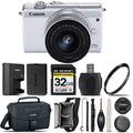 EOS M200 DSLR Camera (White) +  15-45mm IS STM Lens + 32GB Class 10 Memory Card +  EOS Shoulder Bag 100ES + 58mm UV Filter + Card Reader + Lens Cap Holder - International Version
