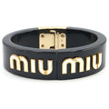 Pre-Owned Miu Miu Miu Bangle Bracelet 5IB448 Black White Plex Metal Women's MIUMIU (Good)