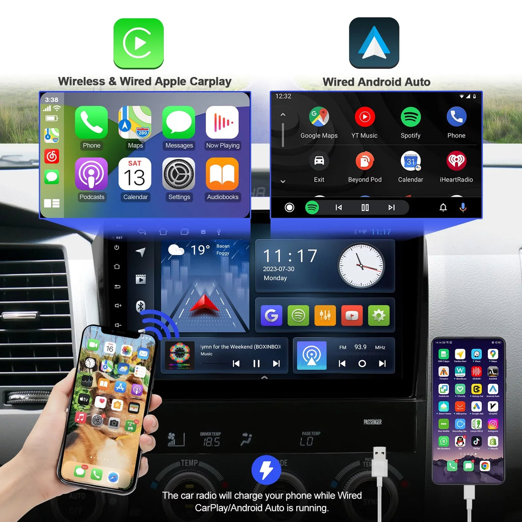 2+32G 10.1 inches Android 10 Double Din Car Stereo for  Tundra 2007-2013 & Sequoia 2008-2018 IPS Touchscreen Screen Car Radio with Carplay & Android Auto Support Backup Camera GPS Navi FM BT