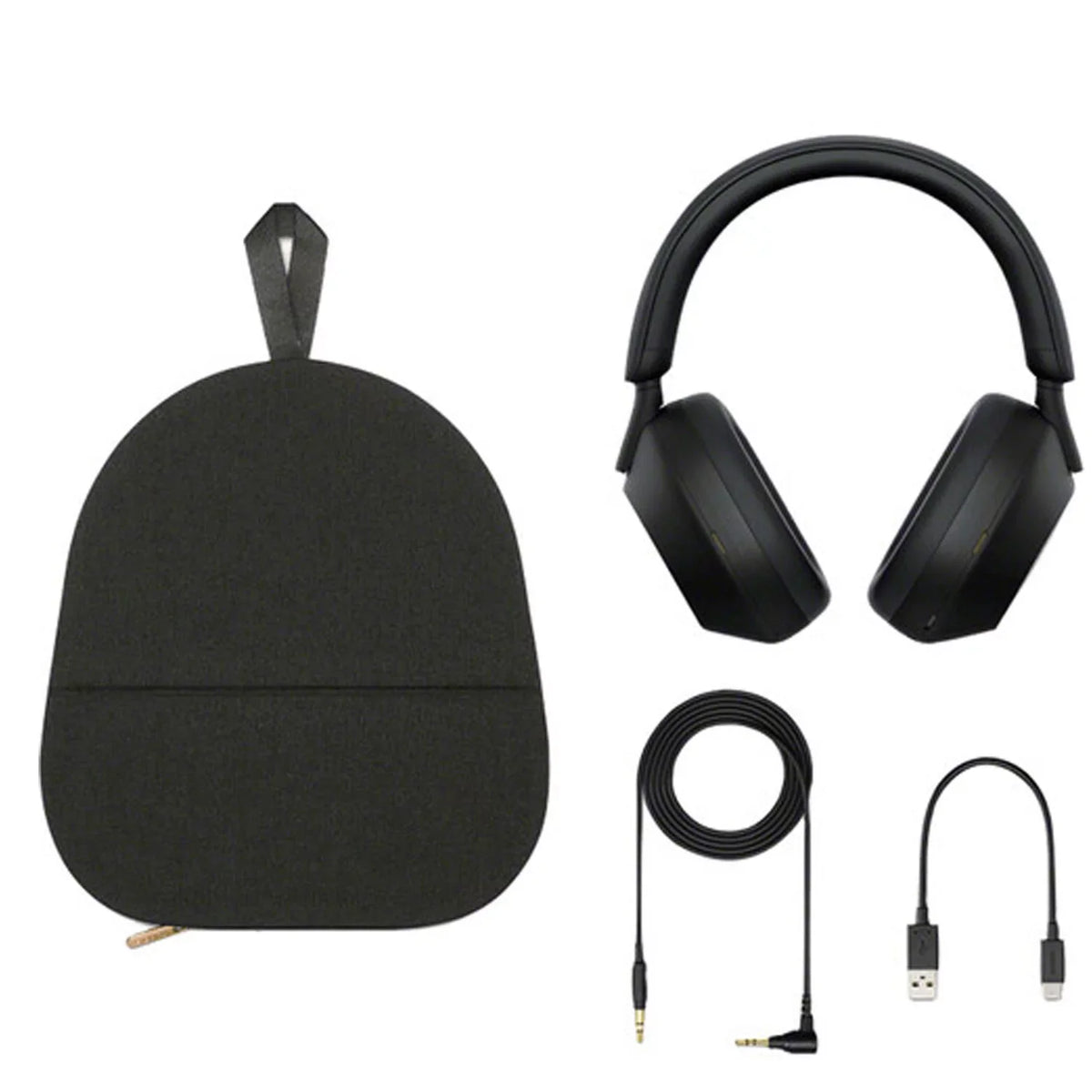 WH-1000XM5 Noise-Canceling Wireless Over-Ear Headphones (Black), 30 Hours Playback Time, Hands-Free Calling, Alexa Voice Control - Kit with Charging Cube and Portable Charger