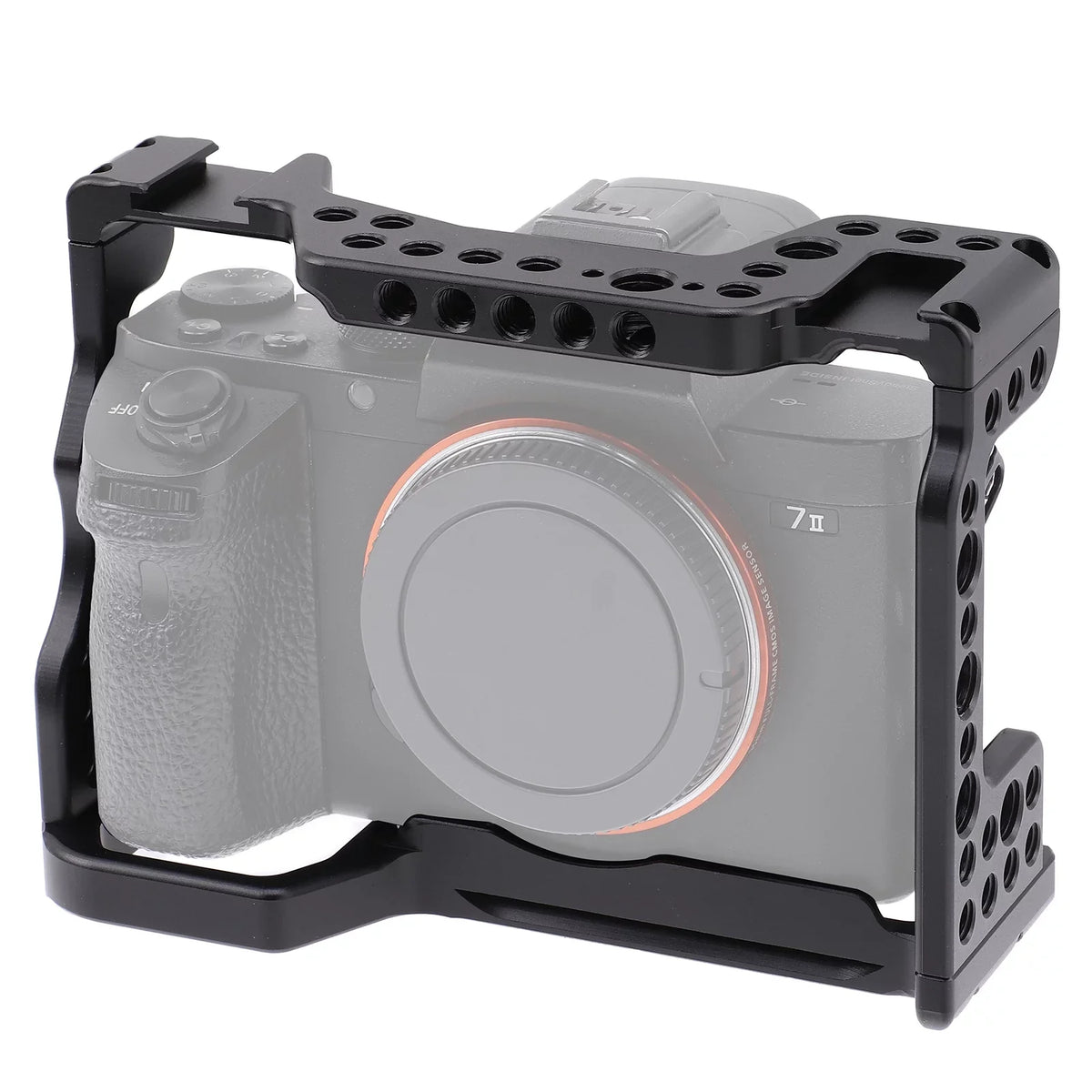 Htovila Camera Cage Aluminum Alloy Video Cage Replacement for  A7M3 A7R3 A9 Mirrorless Camera with Cold Shoe Mount 1/4 Inch & 3/8 Inch Screw Holes