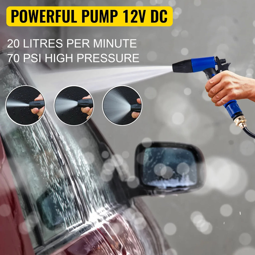 BENTISM RV aqua Pump 5.3 GPM 5.5 Gallons Per Minute 12V moisture Pump Automatic 70 PSI Diaphragm Pump with 25 Foot Coiled Hose Washdown Pumps for Boats Caravan Rv Marine Yacht