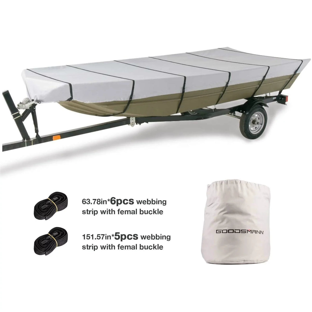 Goodsmann Jon craft Covers Silvery Gray moisture immune Trailerable 9921-0152-21( A, 12' L, 56"W )